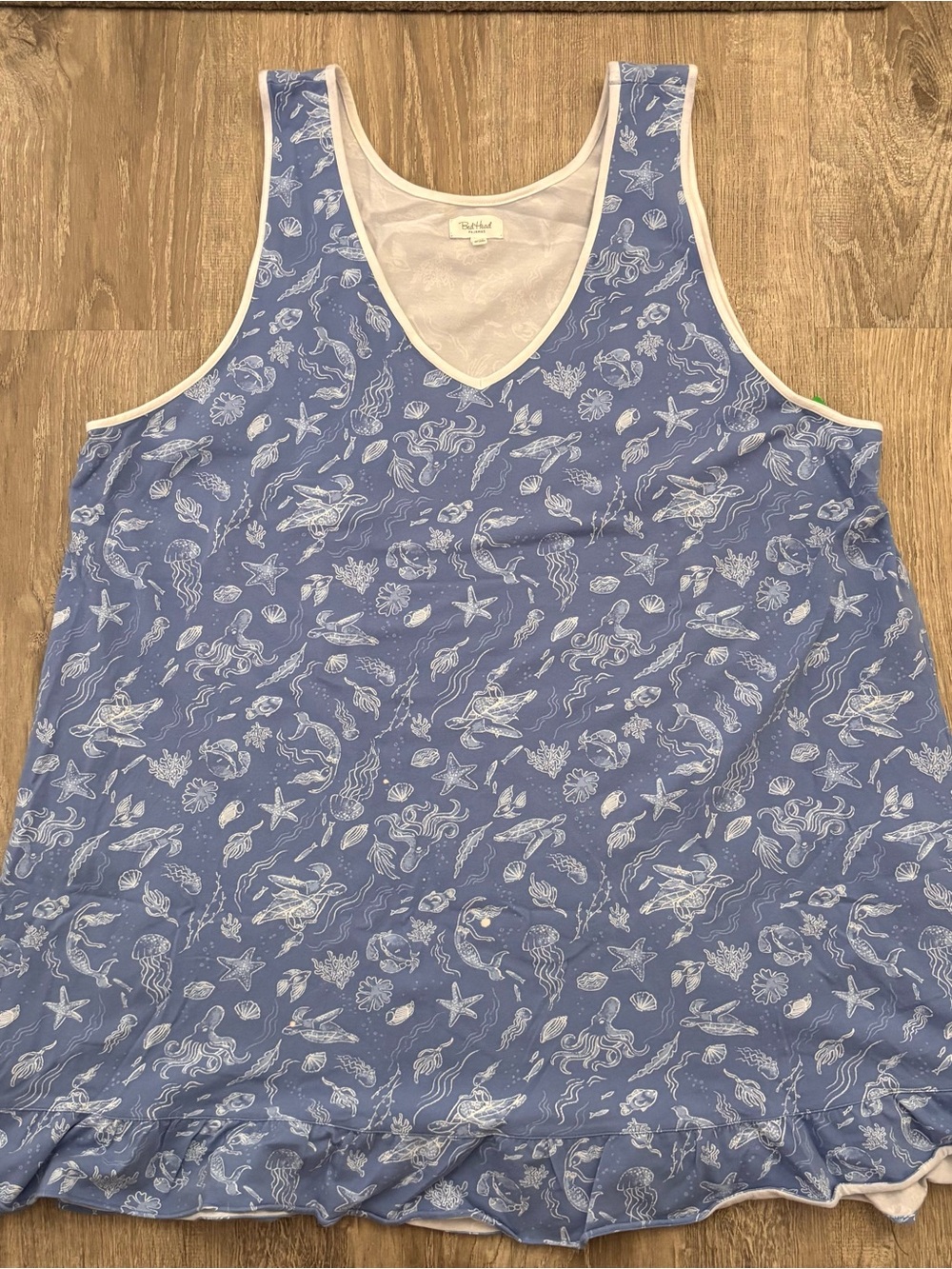 Bedhead Pajamas RUFFLE STRETCH JERSEY CHEMISE Organic Cotton Size XL